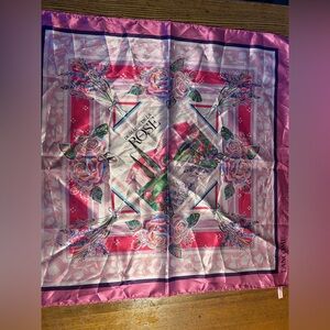 Lancome Floral Rose Silk-Feel Scarf in Pink and Purple